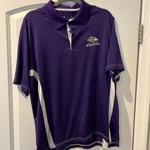 Antigua Baltimore Ravens Men's Polo Shirt Size XL Purple NFL Team Logo Polyester